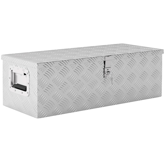 HOMCOM Alu Transportbox Werkzeugkasten 76x33x25 cm Silber