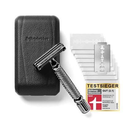 Störtebekker Premium Rasierset Herren – Rasierhobel Lederetui