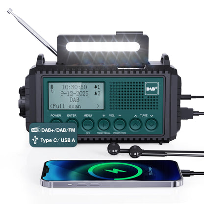 Mesqool Kurbelradio DAB+/UKW Notfallradio mit Solarpanel und Taschenlampe