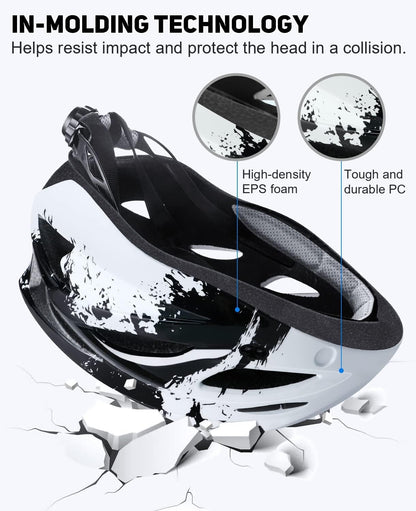 RaMokey Fahrradhelm mit LED-Licht und magnetischem Visier, 57-62 cm