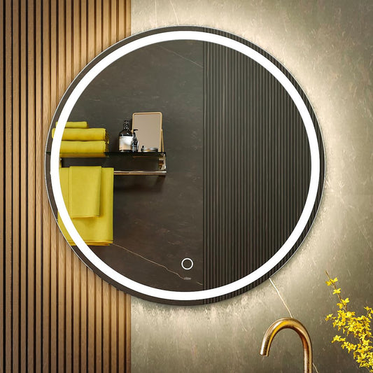 KWW 60cm Runder LED Badspiegel Dimmbar Anti-Nebel. Blendfreie Reflexion und klare Sicht im Bad.