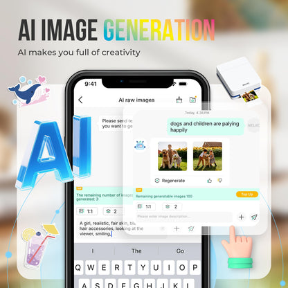 Nelko PP01 Mini Fotodrucker, Bluetooth, für iOS und Android, weiss
