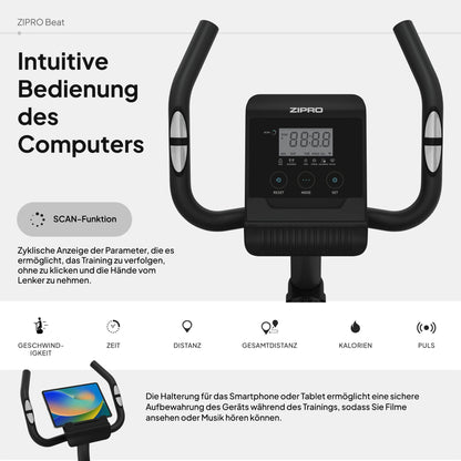 Zipro Beat Heimtrainer Ergometer – Magnetisches Fitnessbike