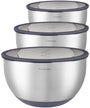 Winzbacher Schüssel Set aus Edelstahl mit Glasdeckel, 3-teilig – drei runde Schüsseln mit transparenten Deckeln
