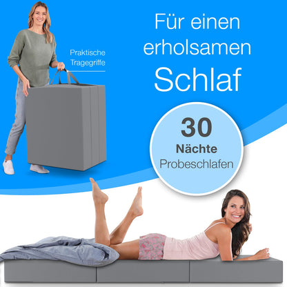 ELONEO Klappmatratze Schaumstoff 90x200x15 cm - Grau