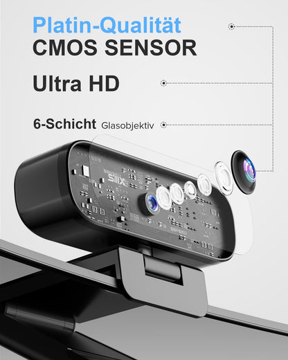 SIIIX 4K/60FPS USB Webcam - Für PC und Videoanrufe