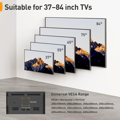 Perlegear TV Wandhalterung schwenkbar neigbar, 37-84 Zoll, bis 60 kg