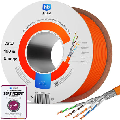 HB-DIGITAL CAT 7 Netzwerkkabel 10m S/FTP 10G Duplex Orange
