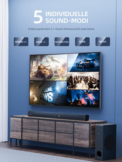 MEREDO 2.1 Abnehmbar Gaming Soundbar - TV PC Subwoofer 80cm