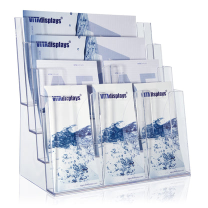 Taymar Tribüne Tischprospektständer, A4-A6, 4 Etagen, transparent