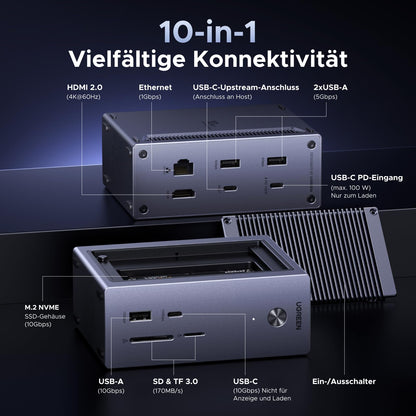 UGREEN Revodok Pro Docking Station mit M.2 NVMe Gehäuse, USB-C Hub
