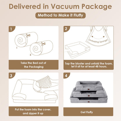 EHEYCIGA Orthopädisches Hundebett – XL, Grau (112x81cm)