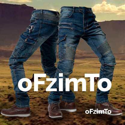oFzimTo Motorradjeans Herren Stretch-Jeans mit Protektoren