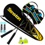 Senston Badmintonschläger Set Graphit, 2 Schläger mit Federbällen – Carbon-Aluminium-Rahmen und Griffband