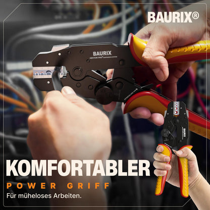 BAURIX® HEKTOR PRO Crimpzange - 6 Wechselbacken für Elektrik