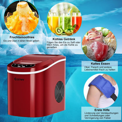 COSTWAY Eiswürfelmaschine | Eiswürfelbereiter – rot