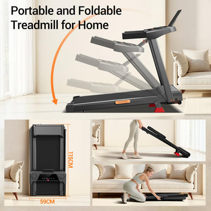 LONTEK Laufband klappbar 12 km/h – für Zuhause mit Herzfrequenz