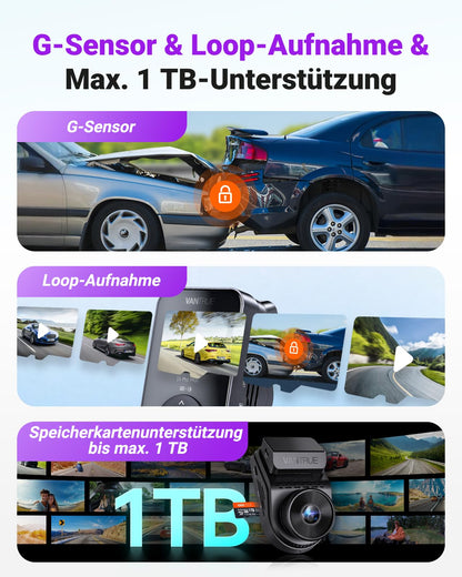 VANTRUE S1 PRO MAX 4K STARVIS 2 Dashcam Auto Vorne 5G WLAN