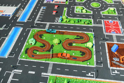 SkippiDoo Kinder Spielteppich Strasse & Auto 200x160 cm