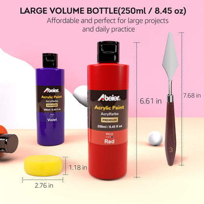 ABEIER Acrylfarben Set, 20 Farben à 250 ml, matt, ungiftig
