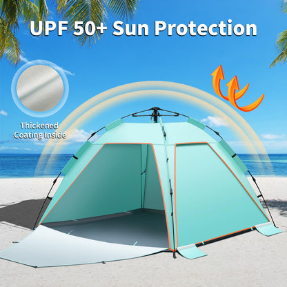 Amflip Pop-Up Strandzelt für 3-4 Personen, UPF 50+, 3 Türen