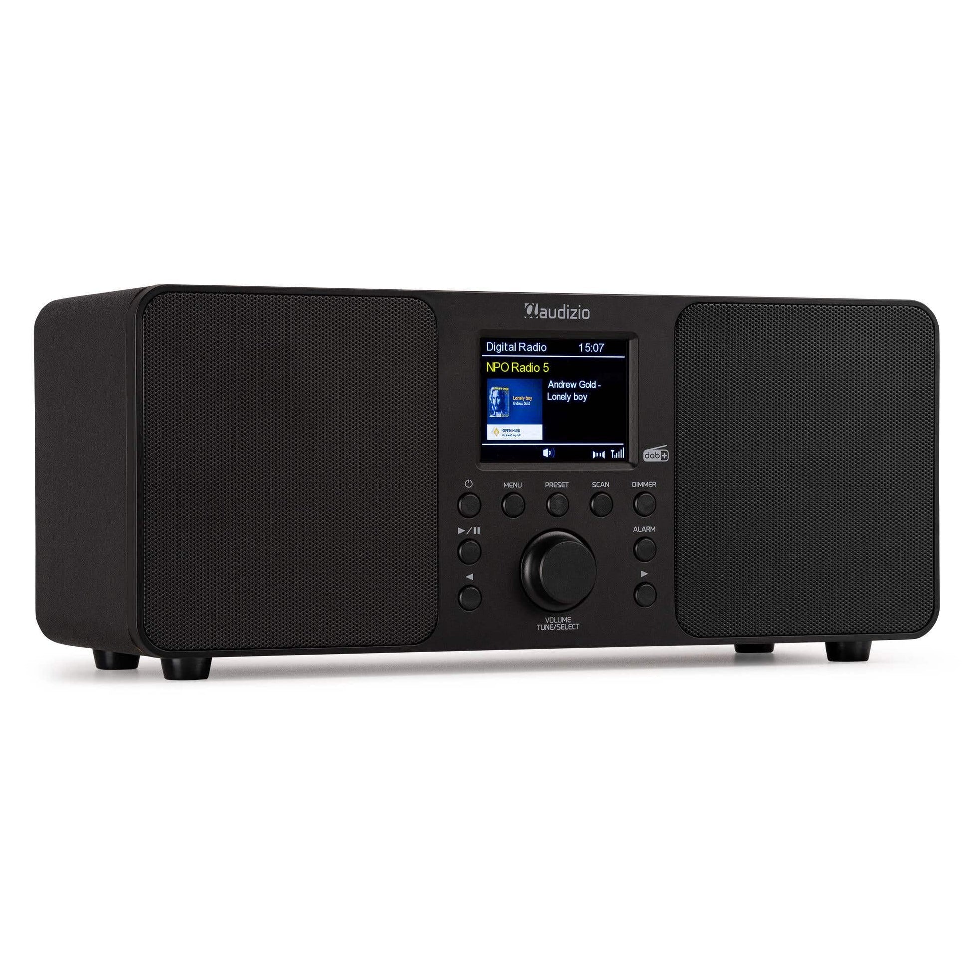 Audizio Genua DAB+ Digitalradio Bluetooth stereo – schwarz. Schwarzes Radio für DAB+-Empfang und Bluetooth-Musikstreaming.
