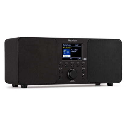Audizio Genua DAB+ Digitalradio Bluetooth stereo – schwarz. Schwarzes Radio für DAB+-Empfang und Bluetooth-Musikstreaming.