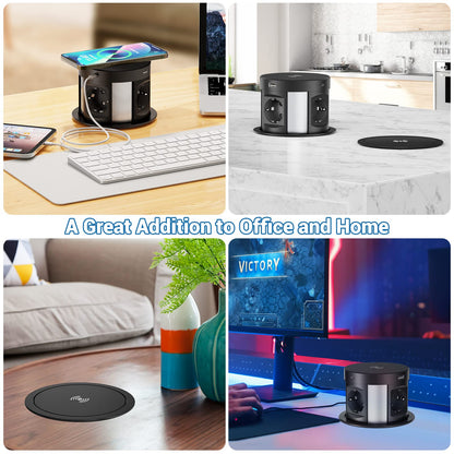 SmartDesk Versenkbare Tischsteckdose 4-fach USB-C/A Qi Schwarz