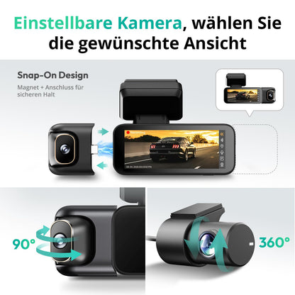 BOTSLAB 4K 3-Kanal Dashcam – GPS, WiFi, 128GB SD-Karte