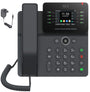 GEQUDIO IP Telefon GZ-2 mit Netzteil. Schwarzes IP-Telefon mit Display, Tastenfeld. Für VoIP-Telefonie an Fritzbox/Telekom Anschlusssystemen.