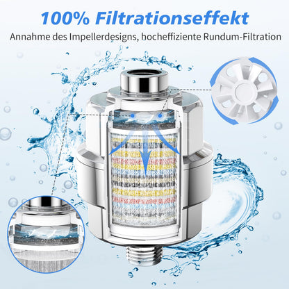 SR SUN RISE Duschfilter 20-Stufen mit 3 Filterpatronen, Chrom