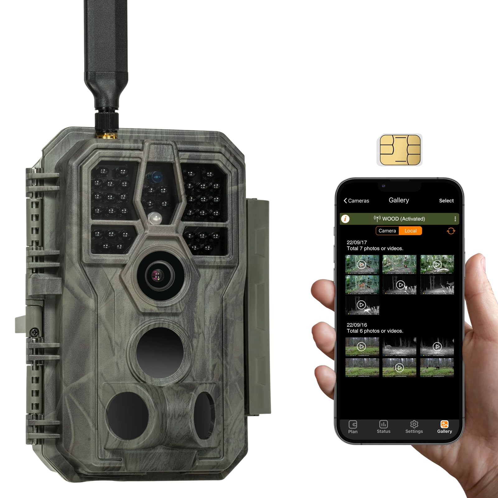 GardePro X50 4G LTE Wildkamera - App & No Glow Nachtsicht, olivgrün. Erfasst Wild per Bewegungssensor.