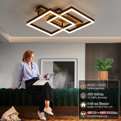 SEATAIN LED Deckenleuchte dimmbar Holz schwarz 47cm