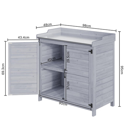 Bealife Pflanztisch mit Unterschrank Gartenschrank - Grau