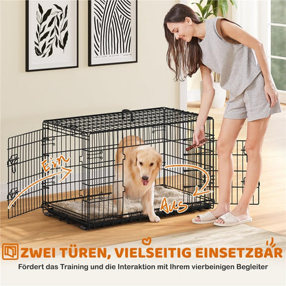 Yaheetech Hundekäfig klappbar XL mit Trennwand – Schwarz