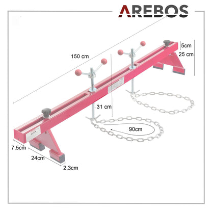 Arebos Motorbrücke 500kg Kotflügeltraverse – 730-1480mm Rot