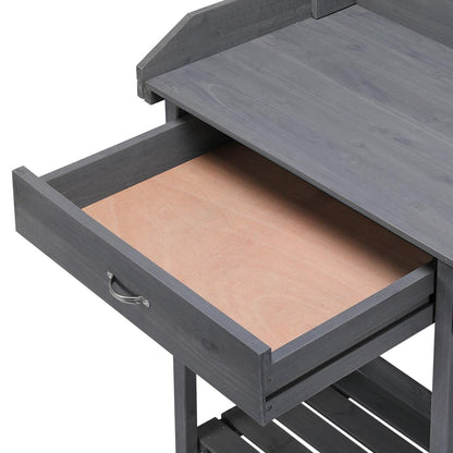 Yaheetech Pflanztisch aus Holz mit Waschbecken und Schublade, Grau