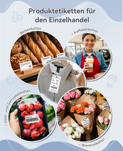 NIIMBOT B1 Etikettendrucker Bluetooth mit 3 Etikettenrollen