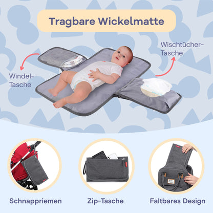 RUVALINO Wickelrucksack Wickeltasche mit Wickelauflage, Dunkelgrau