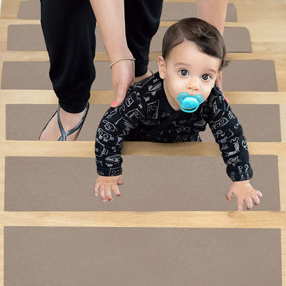 GOYLSER Anti-Rutsch Stufenmatten Innen 15 Stk - Braun 76x20cm