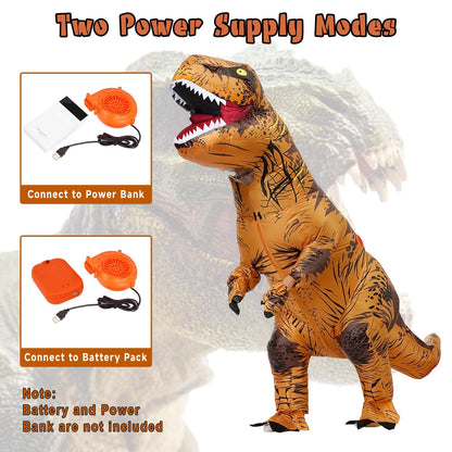 PARAYOYO Aufblasbares T-Rex Kostüm Braun für Erwachsene 165–190 cm