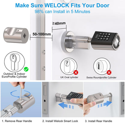 WELOCK PBL41 Elektronisches Türschloss – Zahlencode, Bluetooth, IP65