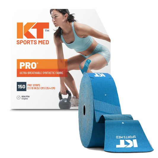 KT Tape KT PRO Kinesiologie-Tape - Laser-Blau, 38 m. Laser-blaues elastisches Band zur Unterstützung von Muskeln und Gelenken, für Schmerzlinderung und Erholung.