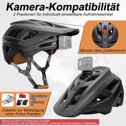 KINGBIKE E-MTB Fahrradhelm NTA-8776 mit Kamerahalterung, Mattschwarz M