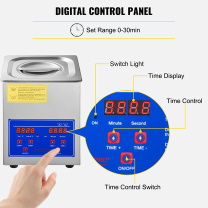 Vevor Ultraschallreiniger 2L Edelstahl mit Heizung und Digital-Timer