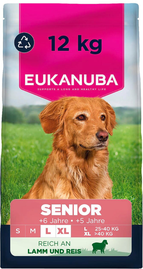Eukanuba Senior Hundefutter mit Lamm und Reis für grosse Rassen 12 kg Trockenfutter