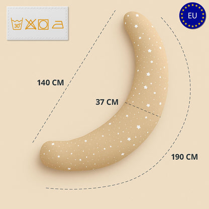 Totsy Baby Stillkissen XXL 190 cm mit Oeko-Tex Musselin-Bezug