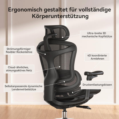 SIHOO Doro C300 Ergonomischer Bürostuhl Homeoffice Schwarz