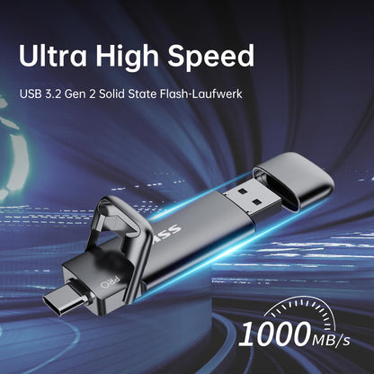SSK Externe USB C SSD 1TB Portable Speicherplatte - Dual USB C/A