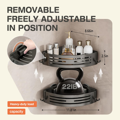 Lekesky Duschablage Ecke ohne Bohren mit Handtuchhalter, 2er Set